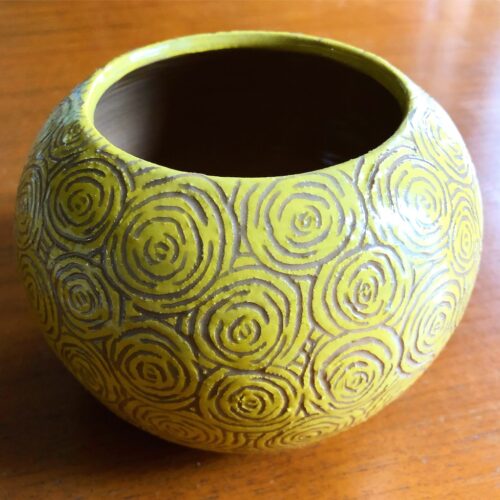 Round Yellow Vase with Rosettes