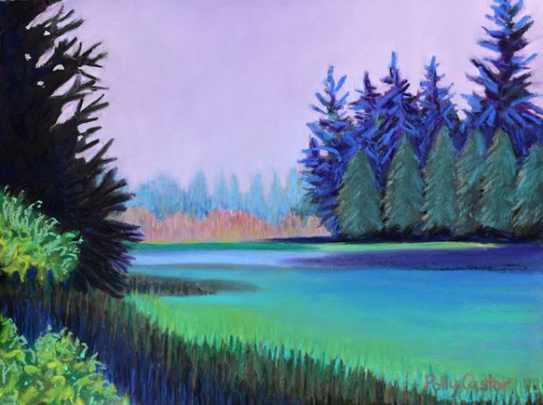 Lavender Dawn on Schoodic Peninsula (pastel) by Polly Castor