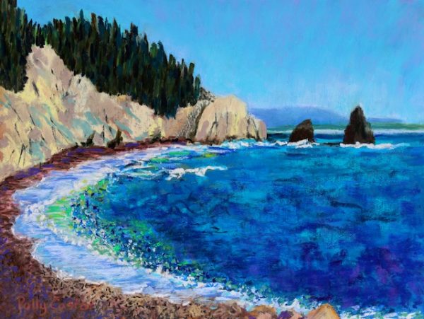 Sea Stacks in Nova Scotia ( pastel) by Polly Castor