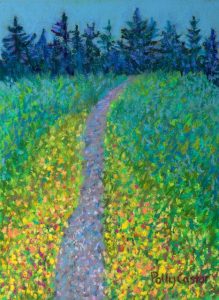 On the Trail to Baker's Falls (pastel) by Polly Castor