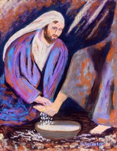 The Calm Before the Storm (Paining of Jesus washing feet) by Polly Castor