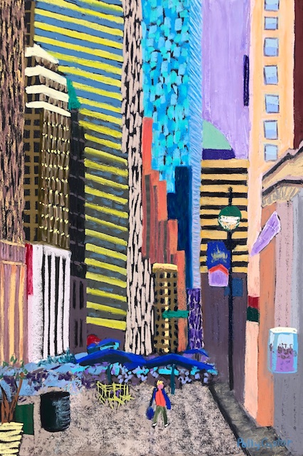 Alone in the City (pastel by Polly Castor)