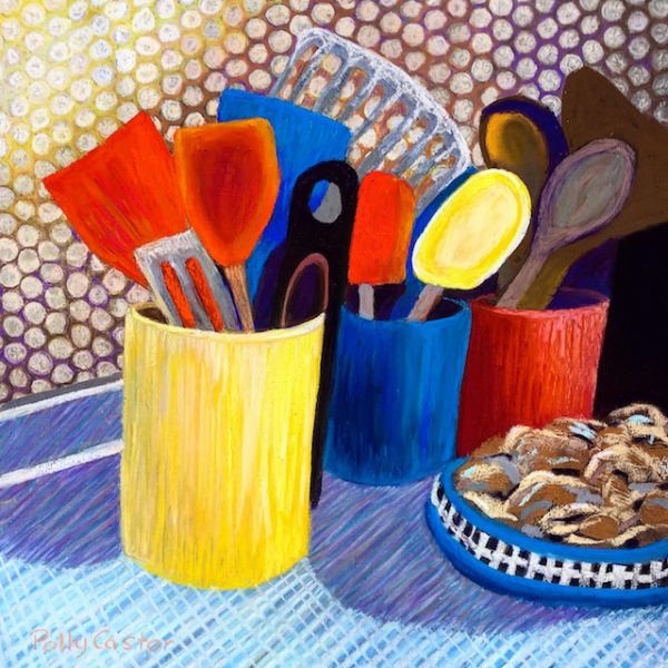 Kitchen Utensils (pastel) by Polly Castor