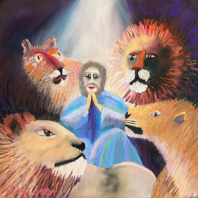 Daniel and the Lion's Den (pastel) by Polly Castor