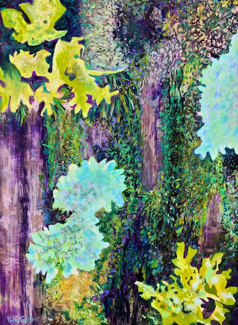 Katahdin Bark with Lichen and Moss, painting by Polly Castor
