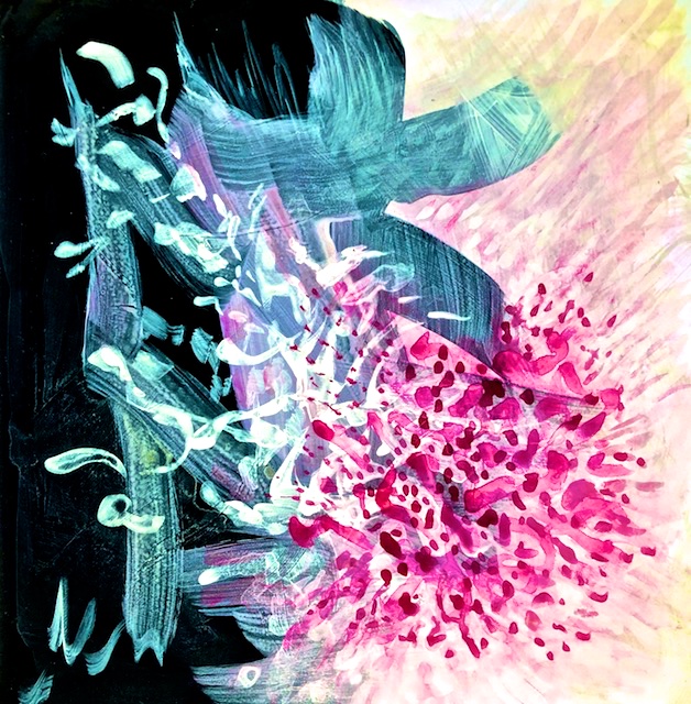 Pink Bloom Anchored in Black (acrylic)
