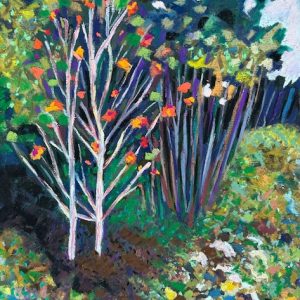 Rowan trees on Monhegan painting by Polly Castor