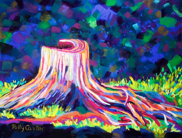 stump painting by Polly Castor