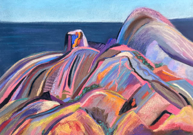 Colors on Lobster Cove plein air abstract landscape by Polly Castor