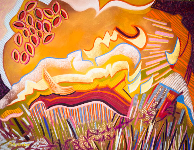 Road Trip, abstract landscape by Polly Castor