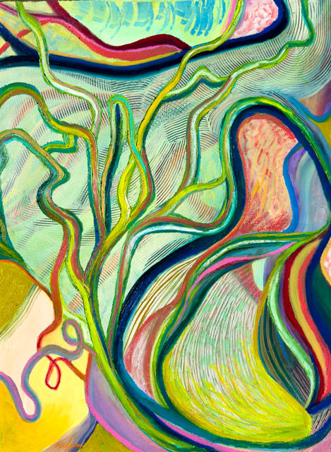 Celebrating Soil Life, oil painting by Polly Castor
