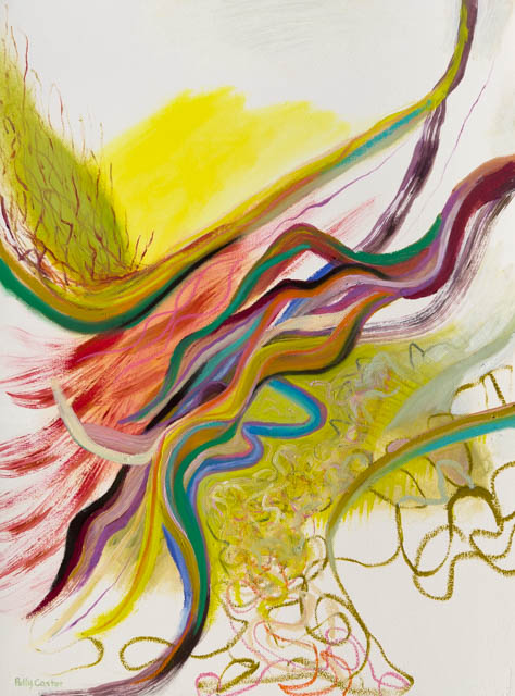 Dawn Spilling over the Hillside, abstract landscape by Polly Castor