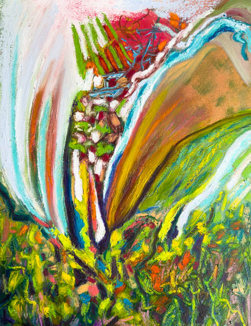 Cliffside drama painting by Polly Castor