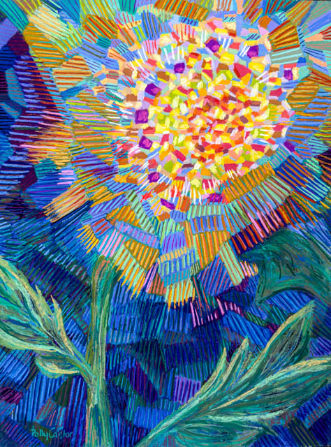 Abstracted Sunflower, painting by Polly Castor